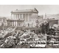 The Temple of Jupiter Optimus Maximus and behind on the right the Theatre of Marcellus as they may have appeared in Rome in 312 AD. After a section of a panoramic painting of Rome created by Professor