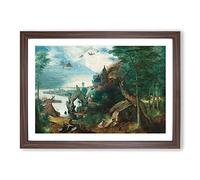 The Temptation of Saint Anthony by Pieter Bruegel The Elder Framed Print | A2 Walnut Framed Wall Art | Ready to Hang | Modern Nature Picture | Living Room Bedroom Lounge Office