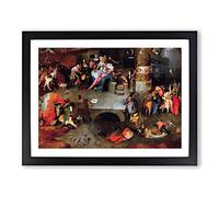 The Temptation Of St Anthony By Hieronymus Bosch Classic Painting Framed Wall Art Print, Ready to Hang Picture for Living Room Bedroom Home Office Décor, Black A4 (34 x 25 cm)