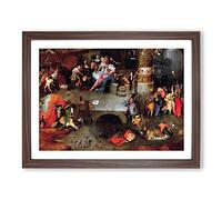 The Temptation Of St Anthony By Hieronymus Bosch Classic Painting Framed Wall Art Print, Ready to Hang Picture for Living Room Bedroom Home Office Décor, Walnut A3 (46 x 34 cm)