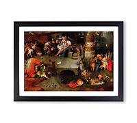 The Temptation of St Anthony by Hieronymus Bosch Framed Print | A2 Black Framed Wall Art | Ready to Hang | Modern Nature Picture | Living Room Bedroom Lounge Office