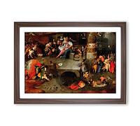 The Temptation of St Anthony by Hieronymus Bosch Framed Print | A2 Walnut Framed Wall Art | Ready to Hang | Modern Nature Picture | Living Room Bedroom Lounge Office