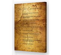 The Ten Commandments Poster Vintage Framed Bible Scripture Wall Art Pictures Prints Christian Quotes Wall Decor Canvas Wall Hanging Artwork (12x18in,Framed)