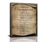 The Ten Commandments Wall Art 10 Commandments Bible Verse Christian Scripture Pictures Wall Decor Religion Canvas Painting Prints Artwork Framed for Church Living Room Bedroom Office 12"x16"