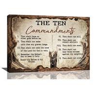 The Ten Commandments Wall Art 10 Commandments Christian Bible Verse Religion Scripture Pictures Wall Decor Canvas Painting Prints Artwork Framed for Church Living Room Bedroom Office 24"x16"