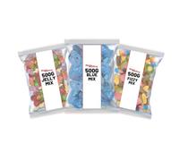 The Tenner Trio Pick & Mix Sweets Gift Bundle 1.5kg | Blue, Jelly & Fizzy 3x500g Bag Bundle
