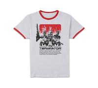 The Terminator Endoskeleton Unisex Ringer T-Shirt - White/Red in Red | Size: 2XL The Terminator Red 2XL
