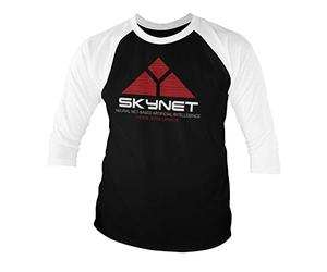 The Terminator Officially Licensed Skynet 3/4 Sleeve T-Shirt (White-Black), Medium