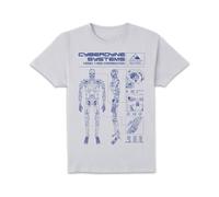 The Terminator T-800 Schematic Unisex T-Shirt - White | Size: 4XL The Terminator White 4XL