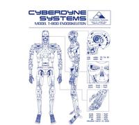 The Terminator T-800 Schematic Unisex T-Shirt - White - XXL