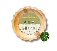 The Terra Leaf|50pcs Disposable Palm Leaf Plates| 7"(18cm) Small Round for Desserts| Eco Friendly Biodegradable Compostable Like Wooden, Bamboo, Paper Plates for Hot Food, Picnic Wedding Parties