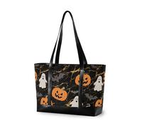 The Terrifying Black Halloween ghosts Bat modern tote bag with compartments with zipper work tote bag for mom with office cartera para laptop de mujer