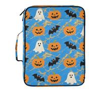 The Terrifying Blue Halloween Ghosts Bat Organizer with Pocket Waterproof 1.5 Inch 3 Ringing Office Binder Organizer with Zipper Closure for Office