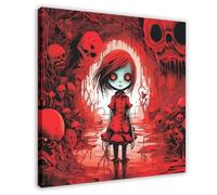 The Terrifying Doll in The Gothic Skull Cave Canvas Poster Wall Art Decor Print Picture Paintings for Living Room Bedroom Decoration 16x16inch(40x40cm)