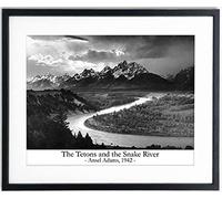 The Tetons - Snake River Framed Wall Art by Ansel Adams/Grand Teton National Park Black Art, Famous Black and White Art Mountain Wall Art National Parks Poster Black Adam Poster Gift Art (8x10)
