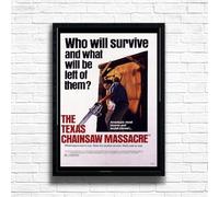 The Texas Chainsaw Massacre, Horror Movie Print, Scary Thriller Film Poster, A4 and A3 Size Frame Options, Great Home, Pub, Café, Bar Wall Art Print, House gift for horror lovers (A4 Framed (Black))
