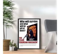 The Texas Chainsaw Massacre, Horror Movie Print, Scary Thriller Film Poster, A4 and A3 Size Frame Options, Great Home, Pub, Café, Bar Wall Art Print, House gift for horror lovers (A3 Print Only)