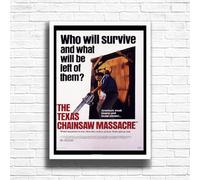 The Texas Chainsaw Massacre, Horror Movie Print, Scary Thriller Film Poster, A4 and A3 Size Frame Options, Great Home, Pub, Café, Bar Wall Art Print, House gift for horror lovers (A3 Framed (White))
