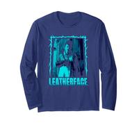 The Texas Chainsaw Massacre Retro Blue Leatherface Horror Long Sleeve T-Shirt