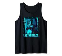The Texas Chainsaw Massacre Retro Blue Leatherface Horror Tank Top, Men, Black, Medium