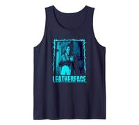 The Texas Chainsaw Massacre Retro Blue Leatherface Horror Tank Top, Men, Navy Blue, Medium