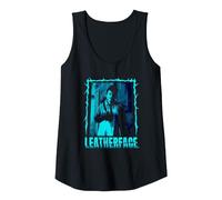 The Texas Chainsaw Massacre Retro Blue Leatherface Horror Tank Top, Women, Black, Large