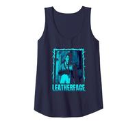 The Texas Chainsaw Massacre Retro Blue Leatherface Horror Tank Top, Women, Navy Blue, Small