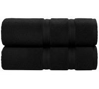 THE TEXTILE COMPANY Pack of 2 Extra Large Jumbo Bath Sheets (100 x 150) cm Ultra Soft Highly Absorbent 100% Combed Cotton Lint Free Premium Quality 600 GSM Big Beach Towels (BLACK)