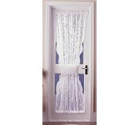 The Textile House Andrea Lace Net Curtain Door Panel in White - 54" Wide x 72" Drop - Free Tieback