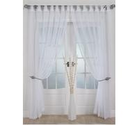 The Textile House White Woven Voile Tab Top Panel. Buy One Panel Get One Free. 58" Wide x 54" Drop