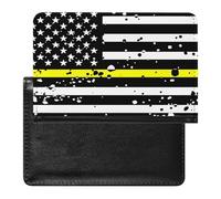 The Thin Yellow Line Flag Passport Wallet Cute Passport Case with Card Slot Travel Passport Holder Cover