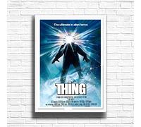 The Thing, 80s Movie Print Vintage Nostalgic Film Poster, A4 and A3 Size Frame Options Available,Great Home, Pub, Café, Bar Decoration Wall Art Print, House gift for movie lovers (A3 Framed (White))