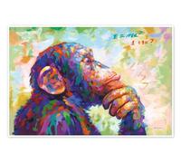 The Thinker Monkey Poster by Leon Devenice 21 x 14 cm Colourful Wall art Wall decor