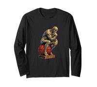 The Thinker of Basketball Classic Comic Painting Style Long Sleeve T-Shirt