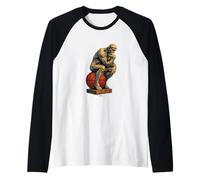 The Thinker of Basketball Classic Comic Painting Style Raglan Baseball Tee