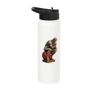 The Thinker of Basketball Classic Comic Painting Style Stainless Steel Insulated Water Bottle