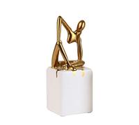 The Thinker Statue,Handmade Abstract Ceramic Thinker Sculpture sitting figure decoration craft ornaments Modern Fine Art Figure for Home Office Desktop,Silver Sit Stand A