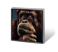 The Thinking Gorilla Square Metal Brooches 1 Inch Memorial Badges Exquisite Decorations Pins for Clothing