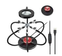 The Third Hand 360 Degree Rotating Base Soldering Helping Third Hand 6pcs Flexible Arms Soldering Station 3X Magnifying Glass LED Light (Color : SN6AR-USB, Size : 3X_55MM)