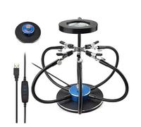 The Third Hand 360 Degree Rotating Base Soldering Helping Third Hand 6pcs Flexible Arms Soldering Station 3X Magnifying Glass LED Light (Color : SN6AB-USB, Size : 3X_55MM)