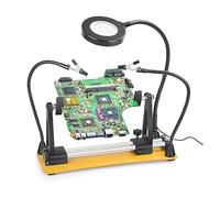 The Third Hand 360° Flipping PCB Holder Clip Soldering Tool with USB 3X LED Magnifier Lamp Soldering Helping Hands for Welding Repair (Color : 22PC-OE-B, Size : DC 5V)