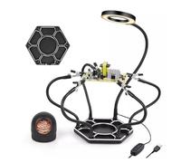 The Third Hand 6Pcs Flexible Arms PCB Holder Soldering Stations Soldering Helping Hand 3X Magnifier LED Magnifying Glass Repairing Tool (Color : 7L-BK Welding Stand)