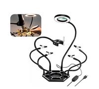 The Third Hand 6Pcs Flexible Arms PCB Holder Soldering Stations Soldering Helping Hand 3X Magnifier LED Magnifying Glass Repairing Tool (Color : 7L-B Welding Stand)