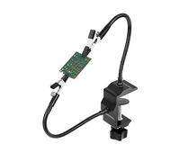 The Third Hand Helping Hands Soldering Third Hand Tool Tabletop Clamp Base with 3X LED Magnifier 1 Nickel Plated Flexible Arms (Color : T-SS2-BK9 PCB Holder, Size : 3X)