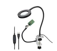 The Third Hand Helping Hands Soldering Third Hand Tool Tabletop Clamp Base with 3X LED Magnifier 1 Nickel Plated Flexible Arms (Color : Black 3X Magnifier, Size : 3X)
