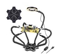 The Third Hand Multi Soldering Station Helping Third Hand 3X USB LED Magnifying Glass Lamp USB Fan for PCB Welding Repair Station Tool (Color : N-SH6M-BK9)