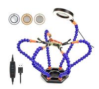 The Third Hand Multi Soldering Station Helping Third Hand 3X USB LED Magnifying Glass Lamp USB Fan for PCB Welding Repair Station Tool (Color : Blue)