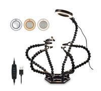The Third Hand Multi Soldering Station Helping Third Hand 3X USB LED Magnifying Glass Lamp USB Fan for PCB Welding Repair Station Tool (Color : N-SS6L-BK9)
