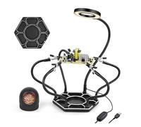 The Third Hand PCB Holder Soldering Helping Hand Tool with 3X LED Magnifier Lamp Welding Tip Cleaning Ball for Circuit Board Repair (Color : 7L-BK Welding Stand, Size : 3X)