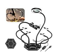 The Third Hand PCB Holder Soldering Helping Hand Tool with 3X LED Magnifier Lamp Welding Tip Cleaning Ball for Circuit Board Repair (Color : 7L-B Welding Stand, Size : 3X)